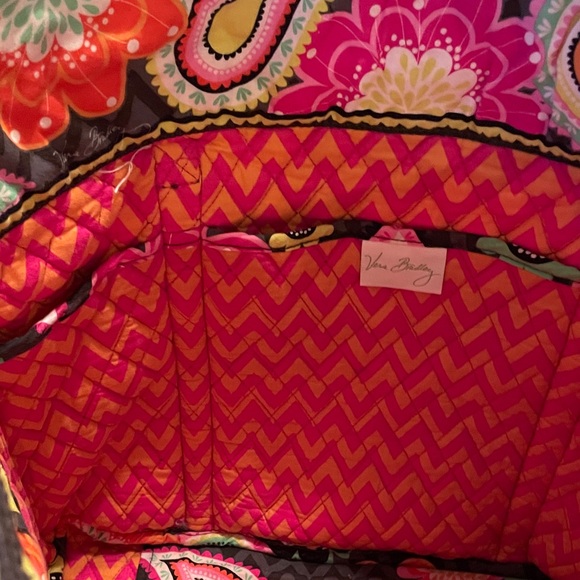 Vera Bradley Ziggy Zinnia Tote Bag Quilted Floral Shoulder Bag Black Multicolor - Picture 13 of 16